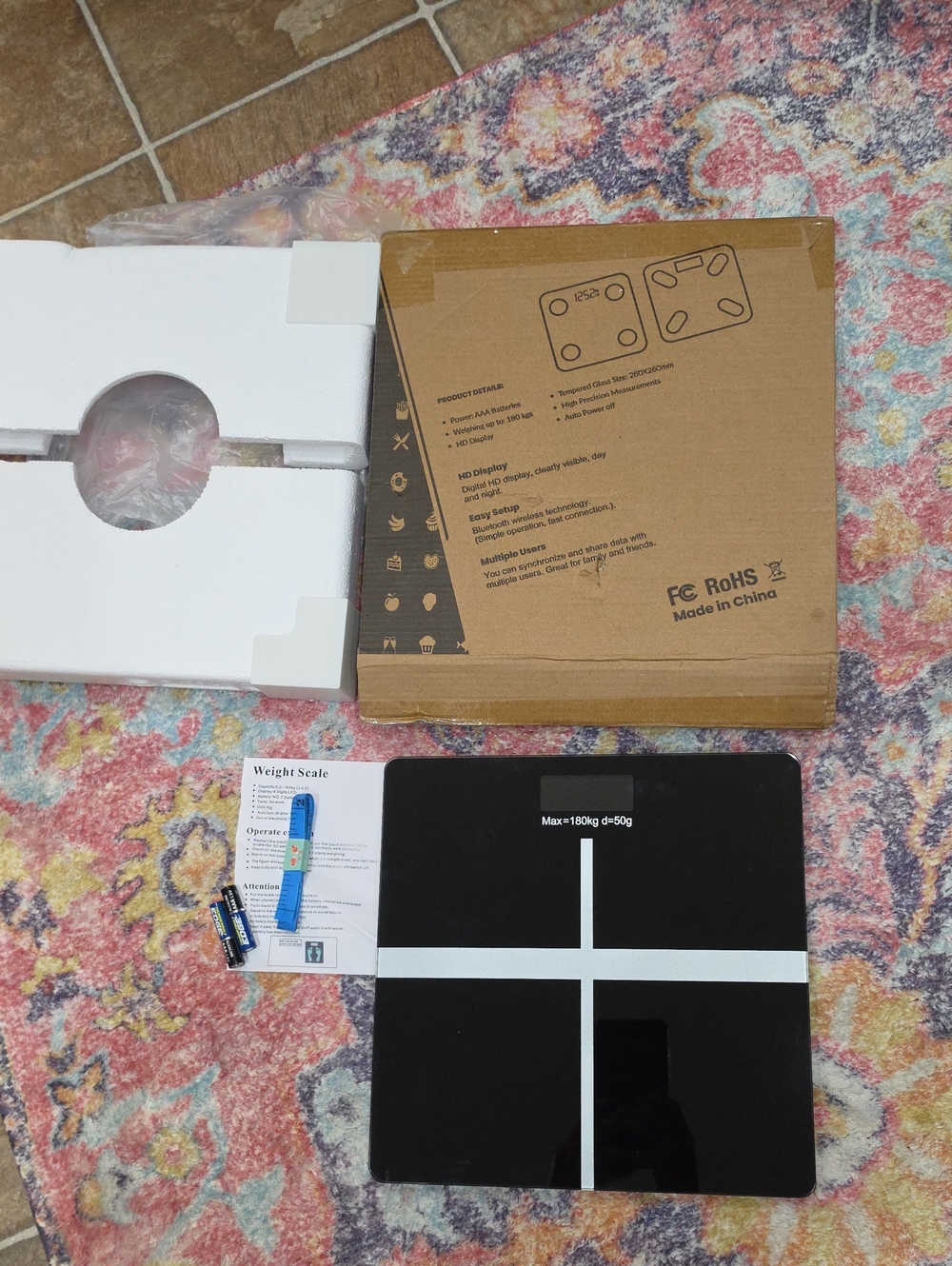☆ New Health Scale Digital Glass Bluetooth HD Bathroom Scale Max 395  w Tape ☆